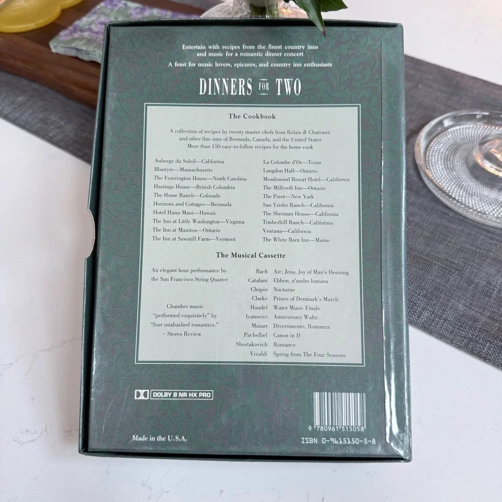 Vintage Dinners for Two Sharon O'Connor Complete Box Set Cookbook, Cassette Tape